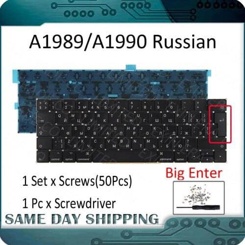 New for Macbook Pro Retina 13" 15" A1989 A1990 Russian Russia RU Keyboard w/ Backlight Backlit and Screws Set Tool 2018 2019