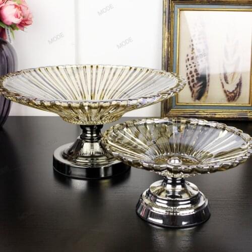 New elegant Lead-free Crystal glass luxury golden storage box/high quality home Fruit Dishes Saucer snacks Candy dish Tray