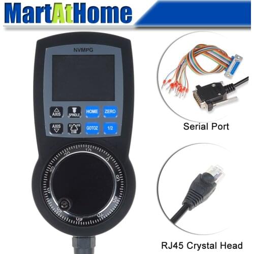 NVMPG CNC 6 Axis MPG Manual Pulse Generator with Handwheel & LCD RJ45 Serial Communication Protocol @SD