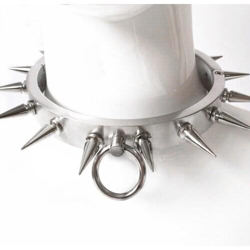 304 Stainless Steel Collar Neck Slave Restraint Neck Cuff With Thorn Detachable Spike Choker BDSM Bondage Sex Toys For Woman Man