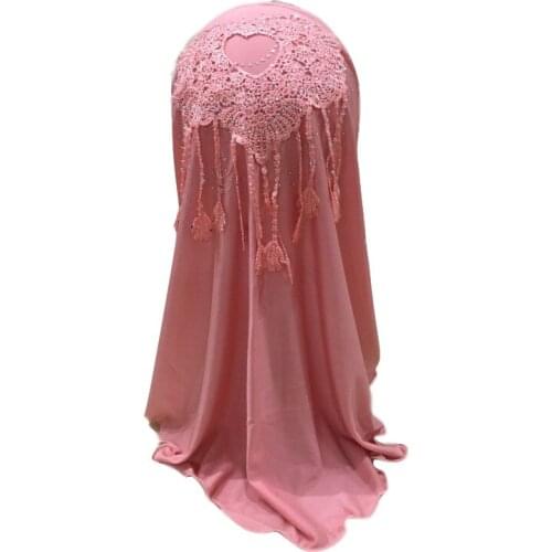 Suit About Age 2 to 7years Old Girl) 50cm Fashion Little Girl Hijab with Lace Merly Muslim Hat