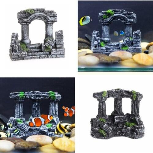 Resin Aquarium Roman Column Decoration Aquatic Artificial Ancient Ruins Column Decoration Fish Tank Stone Aquarium