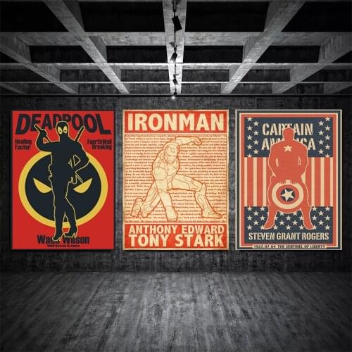 Marvel Avengers Superhero Movie Canvas Painting Iron Man Posters and Print Retro Wall Art Picture for Kid Living Room Home Decor