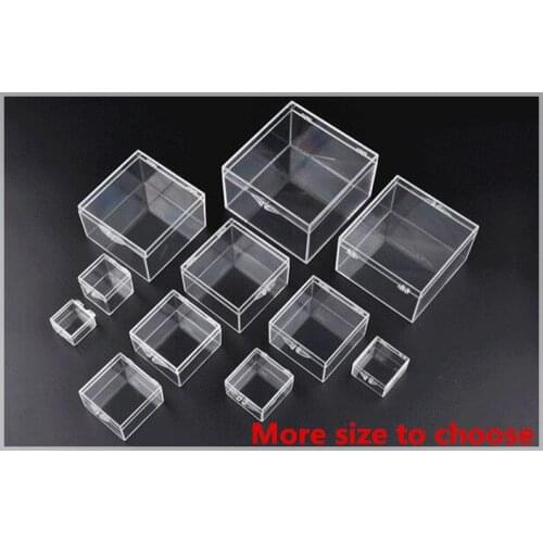 New Transparent Plastic Box Jewelry Storage Box Thicken Covered Square Specimen Display Collection Box Organizing Box