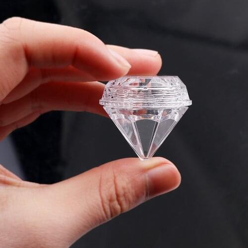 10Pcs Transparent Empty Storage Diamond Shape Boxes Nail Art Tip Glitter Pot Box Container Nails Art Rhinestone Bead Gems Case