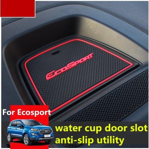 Rubber Mat For Ford Ecosport 2018 Door Slot Pad Cup Cushion Groove Mat Lnterior Anti Slip Mat Car Accessories Styling