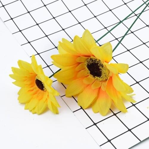 50PCS Silk sunflower christmas wreath gifts Diy home wedding decor accessories fake plastic gerbera artificial flowers Candy box