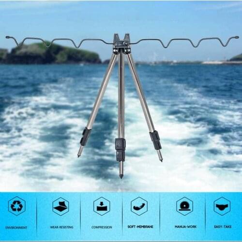 Fishing Rods Folding Stand Tripod Telescopic Aluminum Alloy Sea Fishing Rod Holder Adjustable 3 Sections Outdoor Tools