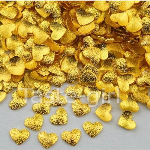 500PCS gold frosted heart shape metal Rhinestones For 3D Nail Art Tips Decoration beauty Styling Accessories Tools