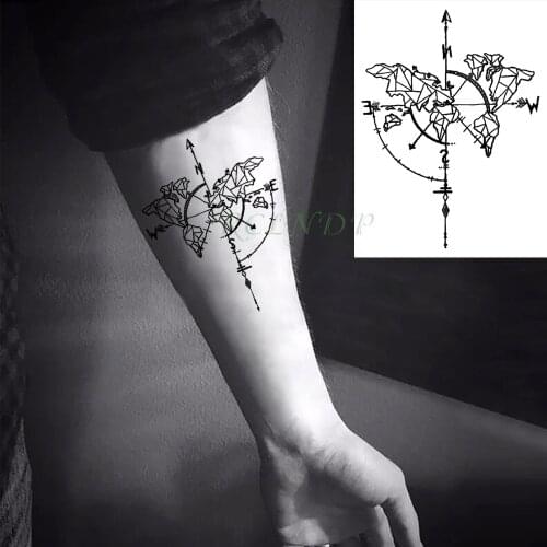Waterproof Temporary Tattoo Sticker Compass Flash Tatoo Fake Tatto Neck Wrist Foot Arm Tatouage Body Art For Girl Men Women