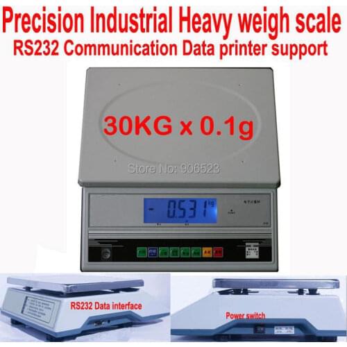 Precision 30kg x 0.1g New 418 0.1g-30KG RS232 data Print industrial balance weighing counting scale food kitchen scale