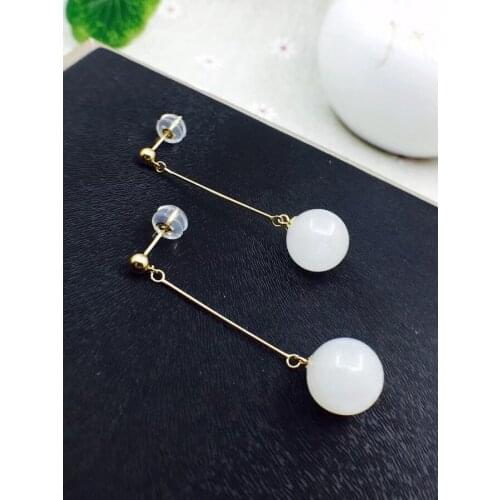 Party Top Sale Best Elegant Gift Jade Earring 925 Sterling Silver Fahshion Natural and Real Jade Earring