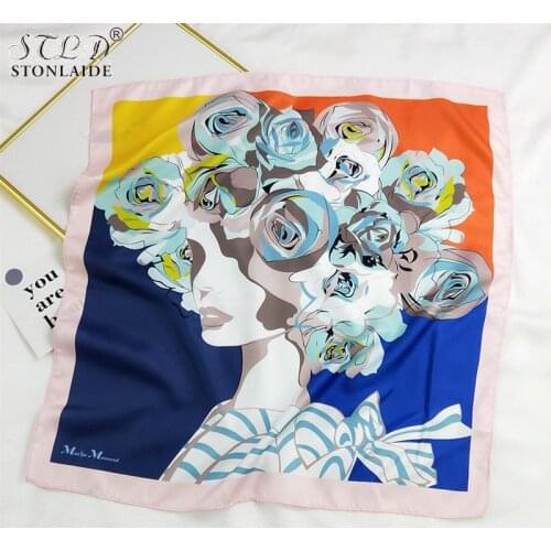 Choice Digital Positioning Printing Small Square Twill Silk Scarf For Women Korean Professional Ladies Neck Scarf Hair Tie Scarf