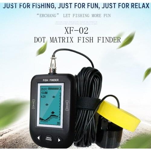 XF-02 Portable Fish Finder 45 Degrees 100 M Depth 200 kHz With Fishing Wire Alarm Transducer For Sea Lake
