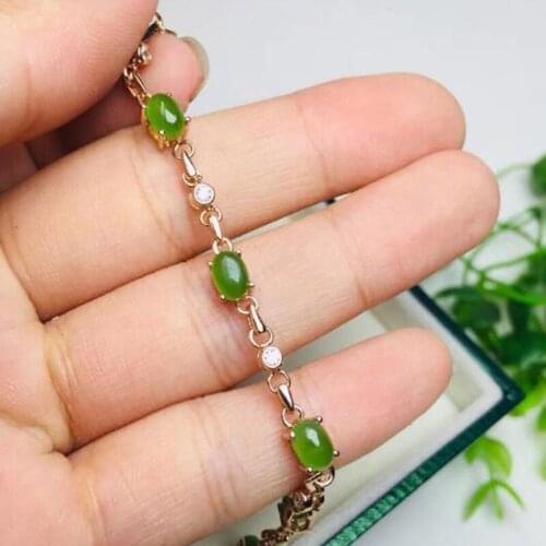 Natural Hetian Jasper Rose Gold Chain Bracelet For Women Jewelry Temperament