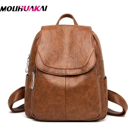 Famous Brand Designer Women PU Leather Backpack Female Casual Travel Bag Teenager School Bag Womens Bags bolsa feminina Sac