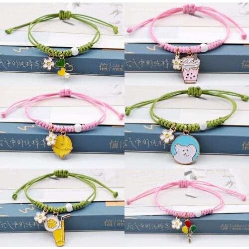 Bohemian woven ceramic lovers Charms Bracelet For women Fashion simple Trinket oil dripping hand jewelry Accessories
