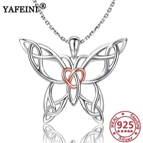 YAFEINI 925 Sterling Silver Butterfly Knot Pendant Necklaces 925 Silver Chains Graduation Gift Mothers Day Gift Women Necklaces