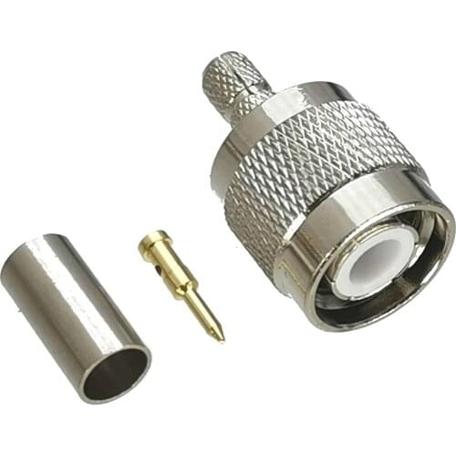 10Pcs Connector TNC Male Plug Crimp RG58 RG142 LMR195 RG400 Cable RF Adapter Coaxial High Quanlity 50ohm Brass