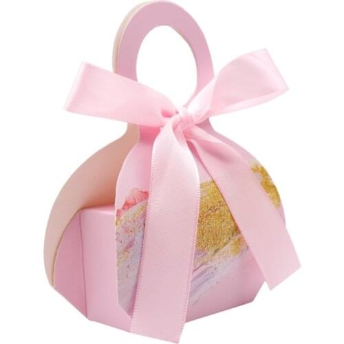 10pcs Thank You Printed Pink Candy Box for Wedding Party Favor Cute Handbag Shape Gift Packaging Box Birthday Party Decoration