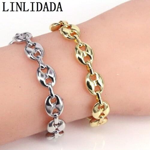 5Pcs NEW Gold Coffee Beans Link Chain Bracelet Gold Silver Color for Men Women Fashion Jewelry