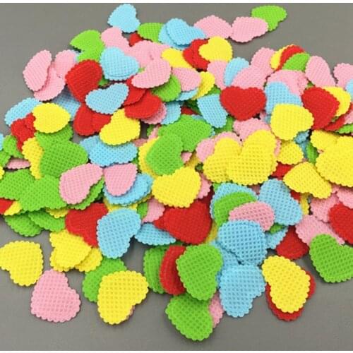 DIY 1000PCS Mixed Colors Heart-shaped Plaid Felt Appliques Non-woven Crafts 20mm