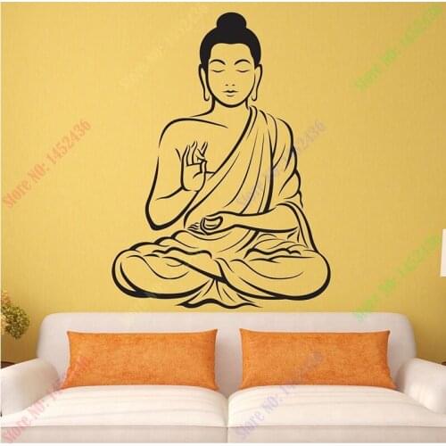 Free Shipping Vinyl Wall sticker Buddha Yoga God Om Wall Decal Meditating Buddha India Asian Spiritual Awakened One home decor
