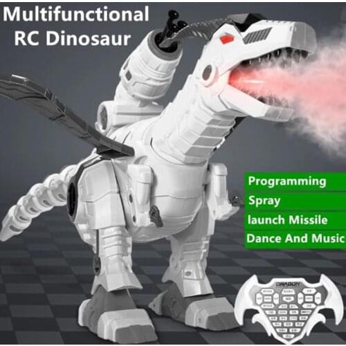 Large RC Spray Dinosaur Intelligent Programming Tyrannosaurus Multifunctional Singing Walking Animal Dinosaurio Toys for boys