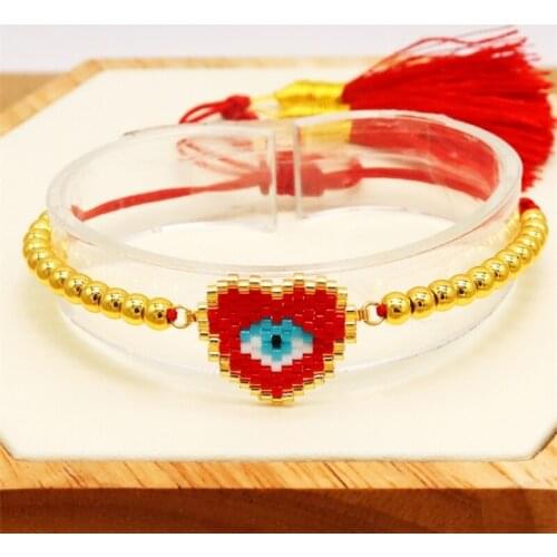ZHONGVI Evil Eye Bracelet MIYUKI Bracelets Women Pulseras Mujer 2021 Fashion Tassel Jewelry Handmade Gold Color Beads Jewelrry