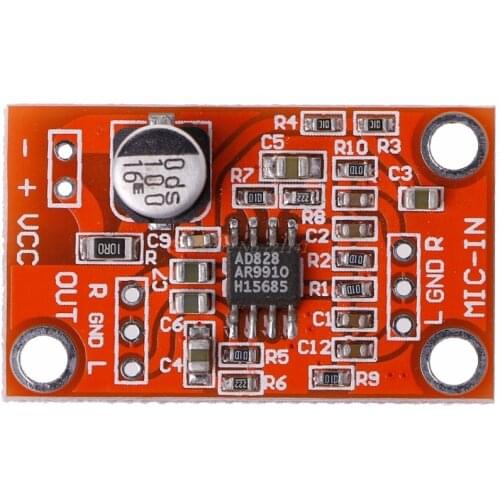DC 3.8V-15V AD828 Stereo Dynamic Microphone Preamplifier Board MIC Preamp Module Amplifier Board Dropship