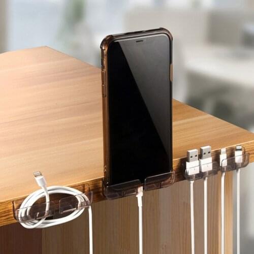 Cable Holder Clips Cable Management Cord Organizer Clamps ABS Self-Adhesive for Desktop USB Charging Cable Power Cord