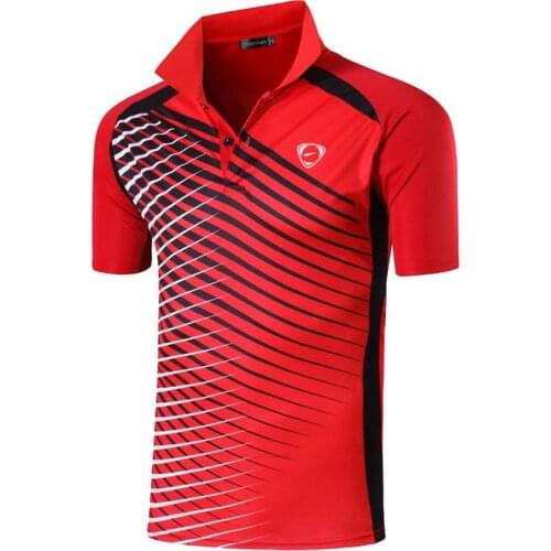 Jeansian Mens Sport Tee Polo Shirts POLOS Poloshirts Golf Tennis Badminton Dry Fit Short Sleeve LSL243 Red2