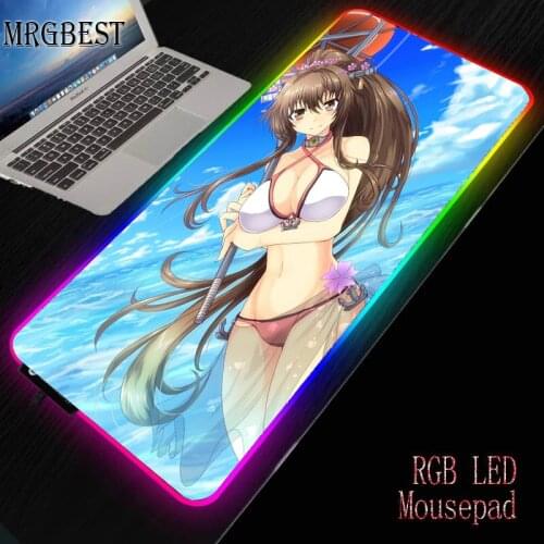 MRGBEST Sexy Big Breasted Girl Anime Large Size Computer Game RGB Mouse Pad LED USB Backlight Desk Lockedge Mat CS GO LOL Dota L