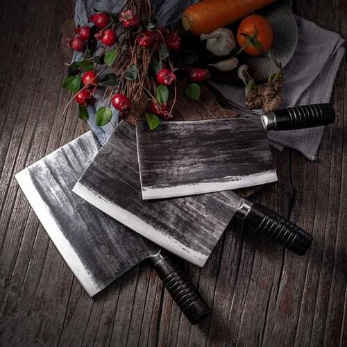 3 Sizes Handmade Forged Meat Cleaver Knife Butcher Knife Stainless Steel Chinese Knife Kitchen Knives for Home Kitchen