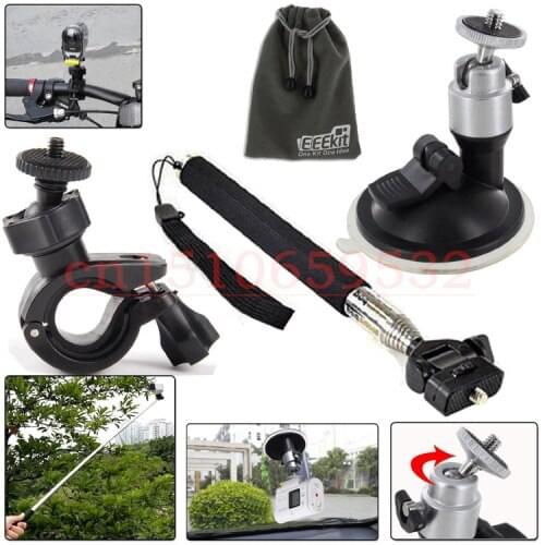 4in1 GoPro Bike Handlebar Mount Holder + Handheld Monopod Action Cam HDR AS20/AS30V/AS100V Bike/Car Mount + Selfie Monopod