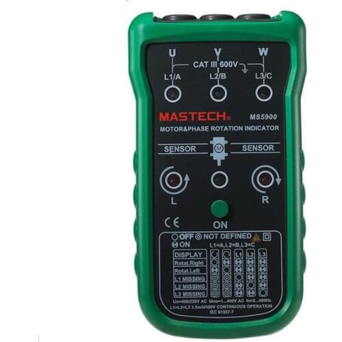 MASTECH MS5900 Three-phase motor phase sequence indicator, rotation indicator, motor phase sequence tables