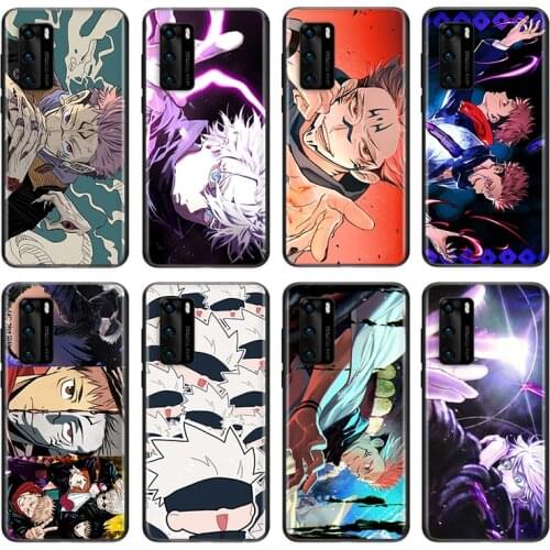 Jujutsu Anime Kaisen Soft TPU For Huawei P50 P40 P30 P20 Pro Plus P10 P9 P8 Lite RU E Mini 2019 2017 Black Phone Case