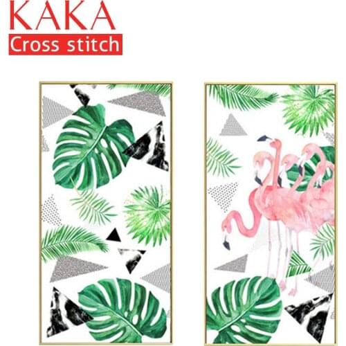 KAKA Cross stitch kits Embroidery needlework sets with printed pattern,11CT canvas,Home Decor for garden House,5D Green Leaves