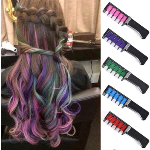 New Hair Dye brush Hair Care Temporary Hair Dye Combs Semi Permanent Hair Multicolor Chalk Powder With Comb 5 Colors