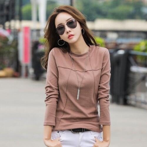 Autumn Tshirt Women Long Sleeve T shirt O Neck Pleated Shirt Womens White Casual Cotton Tee Shirt Top Femme Camisetas Mujer