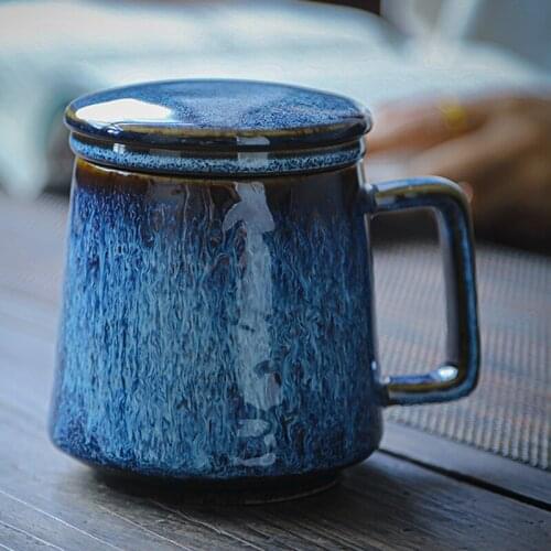 Kiln to build a teacup office tea and water separation tea cup with handle individual single cup filtered water mark cup