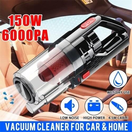 Portable Car Vacuum Cleaner Wet Dry Dual Use Cordless Wireless HandHeld Car Cleaner 12V 150W 6000PA Suction Power Houdehold