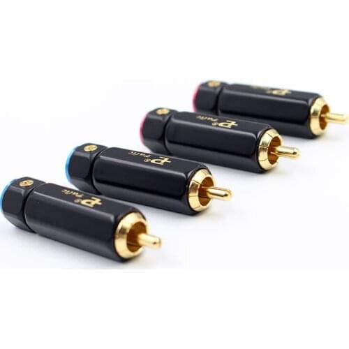 US Budweiser Copper Gold Plated RCA connectors rca stecker male signal line rca male plug lotus head copper RCA plug 10pcs/lot