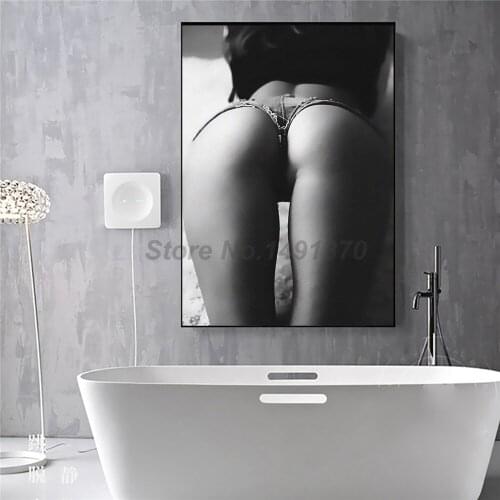Sexy Butt Painting Black White Hot Girl Posters And Prints Decorative Wall Art Pictures For Living Room Home Decoration