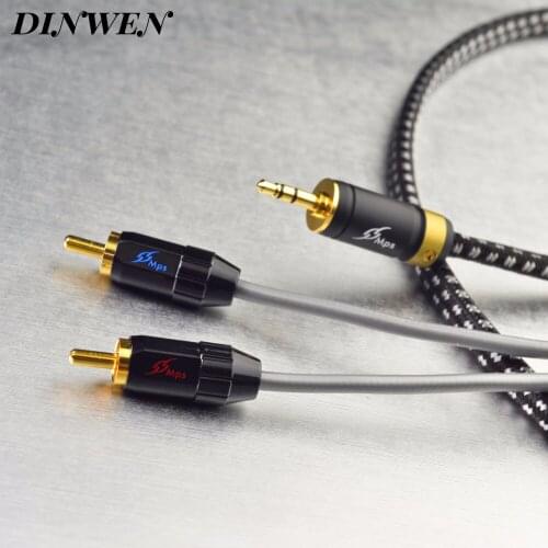 MPS X-7 3.5mm To 2 RCA Leopard HiFi 99.9997% OCC 24K Gold Plated Plug Lotus Plugs Audio 2 RAC Male To 3.5 AUX Male Speaker Cable