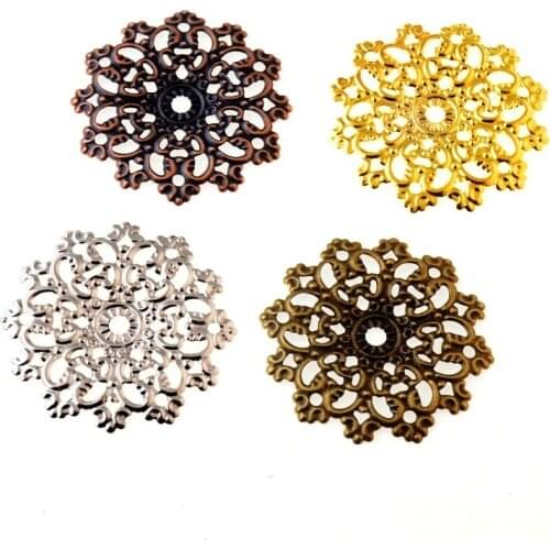 Free shipping 20Pcs Antique Bronze Filigree Flower Wraps Connectors Metal Crafts Decoration DIY Findings 4.7x4.7cm F0307*2