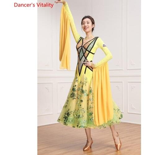 Modern Dance Racing Performance Costume High-end Sparkling Diamond Sequin Dress Waltz Ballroom National Standard Jazz Dance Wear