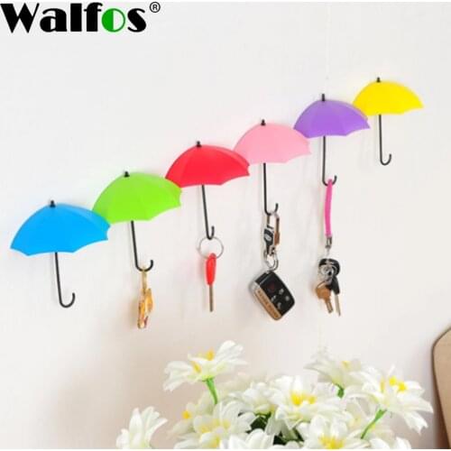 WALFOS 3 Piece Colorful Umbrella Wall Hook Key Glasses Wallet Hair Pin Holder Organizer Decorative Wall Decor Home Decoration