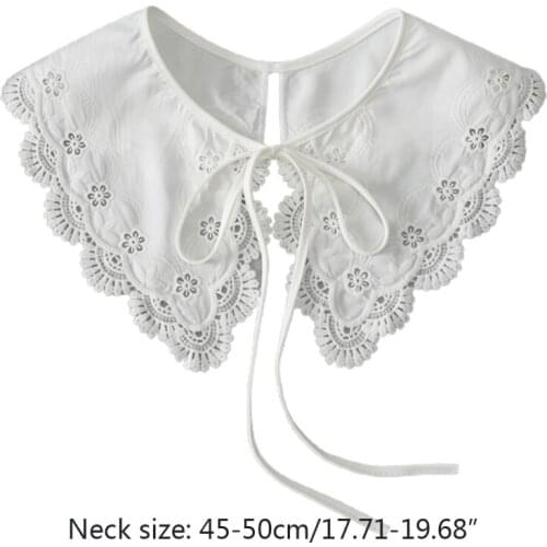 Women Girls Fake Collar Casual Romantic Hollow Embroidered False Collar Kawaii Shirt Dress Ornament Collar Necklace