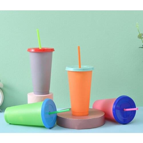 1PC Reusable Color Changing Cold Cups PP Tumbler With Lid Blood Vampire Party Cup Haunted House Drink Halloween Magic Cups